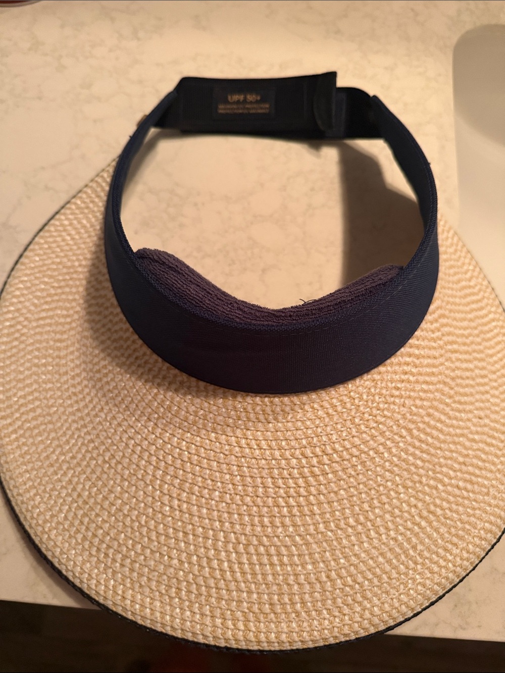 ERIC JAVITS NEW YORK UPF 50+ Navy Straw Sun Visor